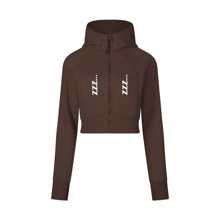 Coffee Homebody Friends Cropped Zip-Through Hoodie