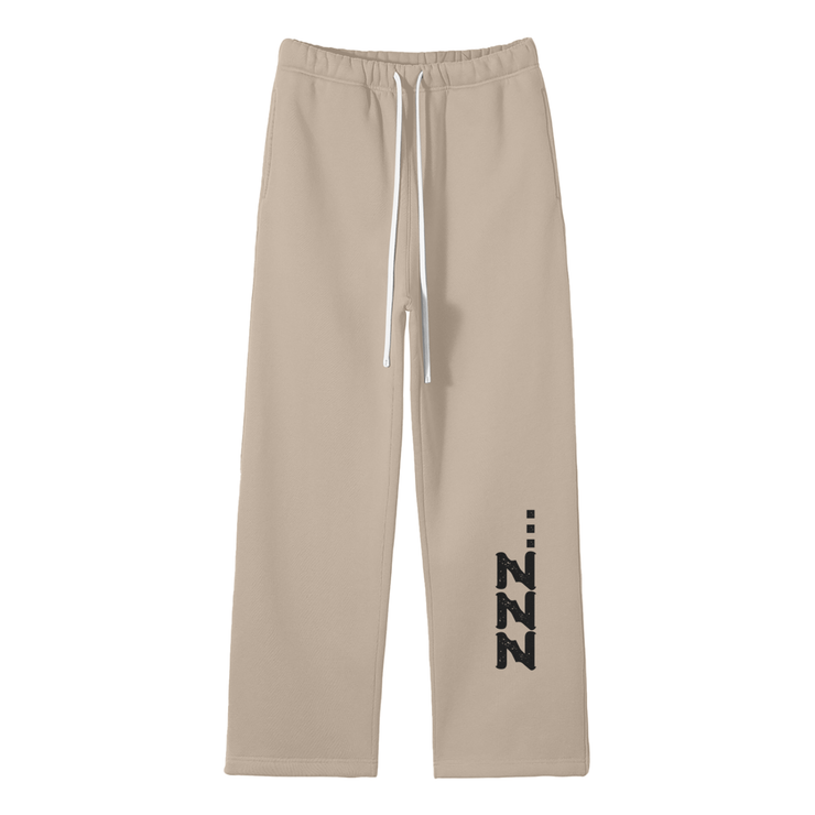 Streetwear Gray Apricot ZZZ Fleece Straight Leg Pants