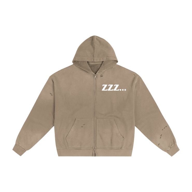 Sand Apricot Homebody Friends Hand-Frayed Sunfade Zip Hoodie