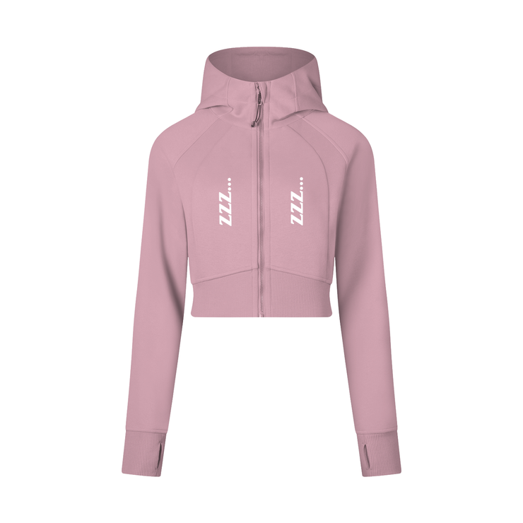 Pink Homebody Friends Cropped Zip-Through Hoodie