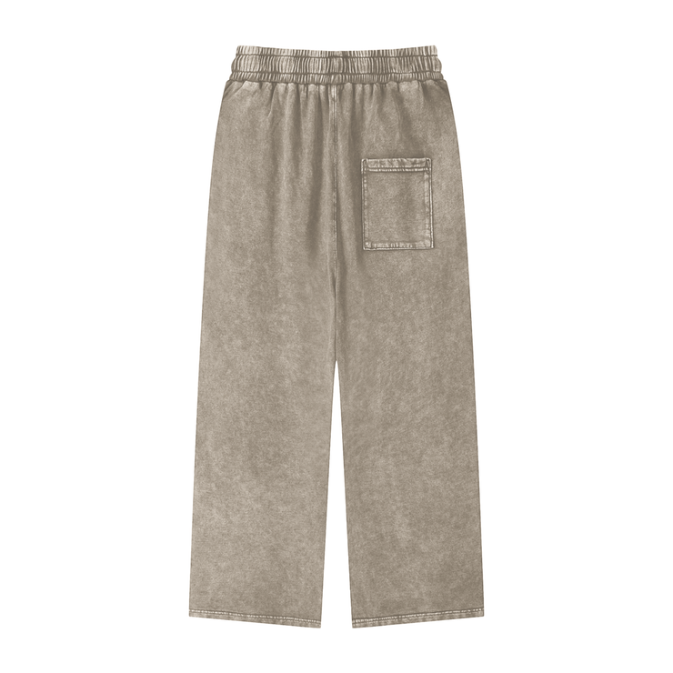 Stone Gray ZZZ Acid Wash Straight Leg Pants