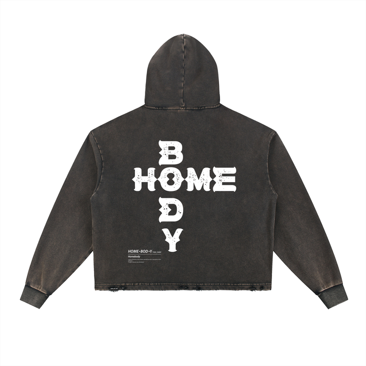 Homebody Friends Vintage Washed Frayed-Hem Hoodie