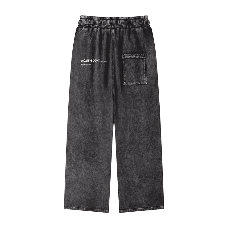 Black ZZZ Acid Wash Straight Leg Pants