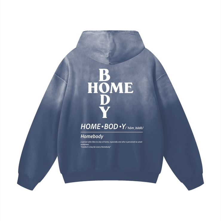 Grey Blue Homebody Friends Heavyweight Sunfade Oversized Hoodie