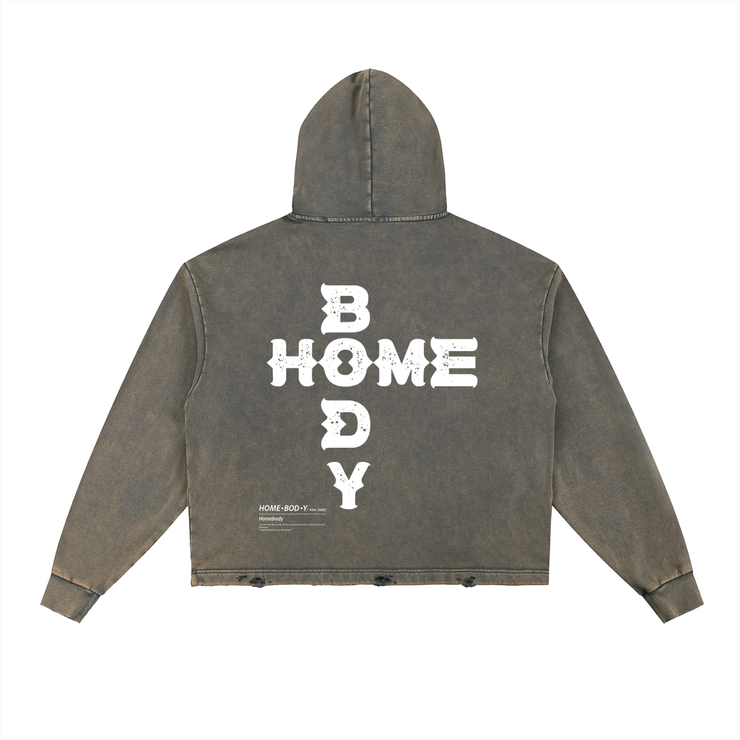 Homebody Friends Vintage Washed Frayed-Hem Hoodie