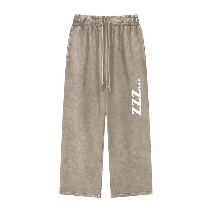 Stone Gray ZZZ Acid Wash Straight Leg Pants