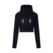 Black Homebody Friends Cropped Zip-Through Hoodie