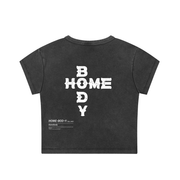 Women's Black ZZZ Homebody Friends Snow Washed Crop Top