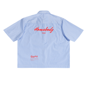 Homebody Friends Blue Oversized Vertical Stripe Boxy Shirt