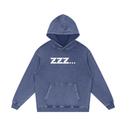 Dark Blue Acid Wash ZZZ Oversize Hoodie