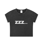 Women's Black ZZZ Homebody Friends Snow Washed Crop Top