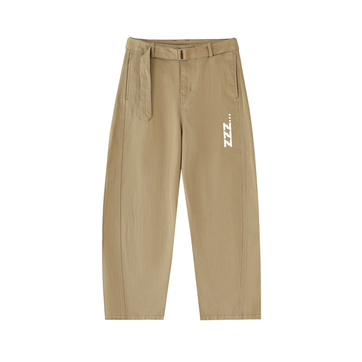 Homebody Friends Twisted-Seam Belted Curved-Blade Pants