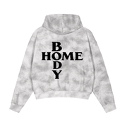 Flower gray Homebody Friends Dirty Washed Boxy Zip-up Fleece Hoodie