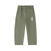 Homebody Friends Twisted-Seam Belted Curved-Blade Pants