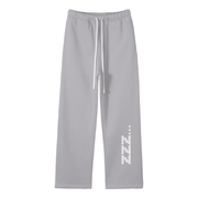 Streetwear Flower Gray Fleece Straight Leg Pants