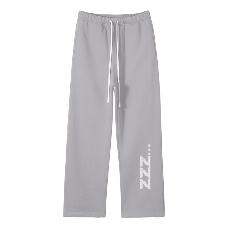 Streetwear Flower Gray Fleece Straight Leg Pants