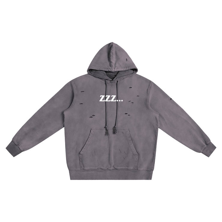 Dark Gray Homebody Friends Heavyweight Pure Cotton Hand-Frayed Monkey Washed Hoodie