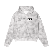 Flower gray Homebody Friends Dirty Washed Boxy Zip-up Fleece Hoodie