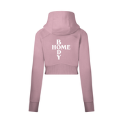 Pink Homebody Friends Cropped Zip-Through Hoodie