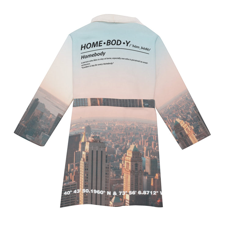 "New York" Homebody Friends Robe mockup rear view